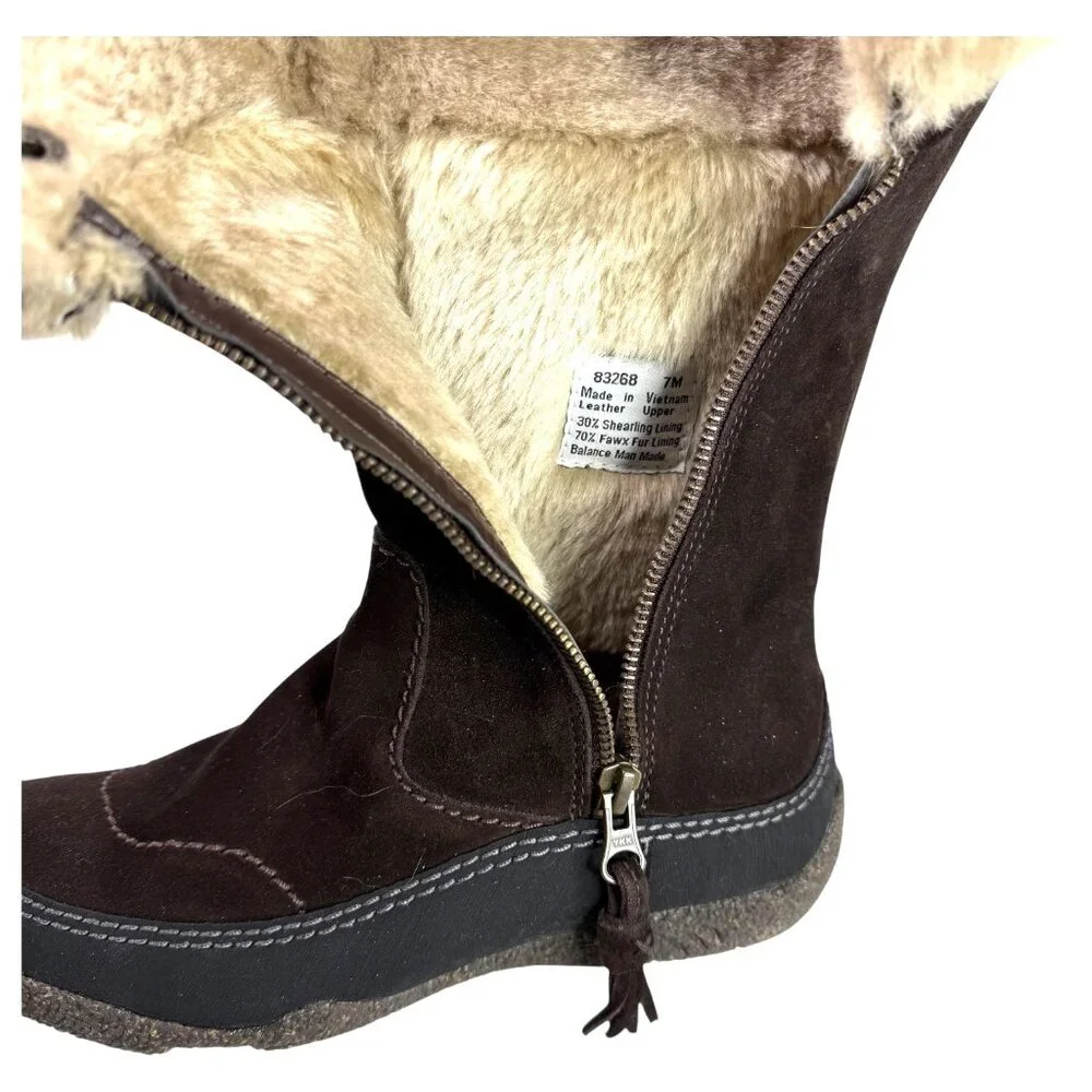 Clarks Womens Novice Moon Winter Boots Suede‎ Shearling Mid-Calf Brown Size 7